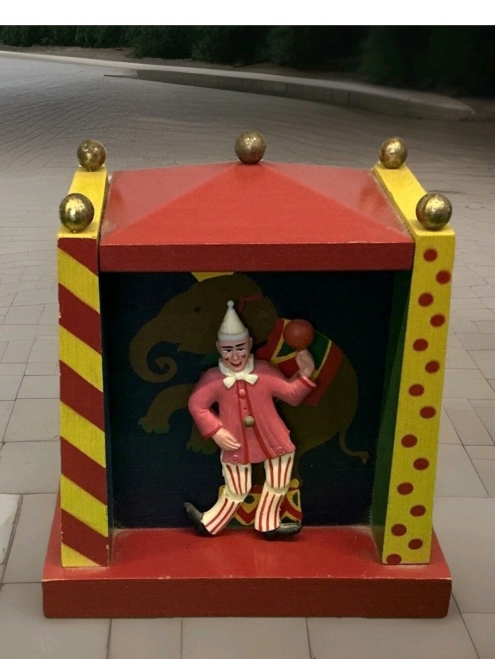 Vintage Reuge Music Box Dancing Clown Toy Working Order